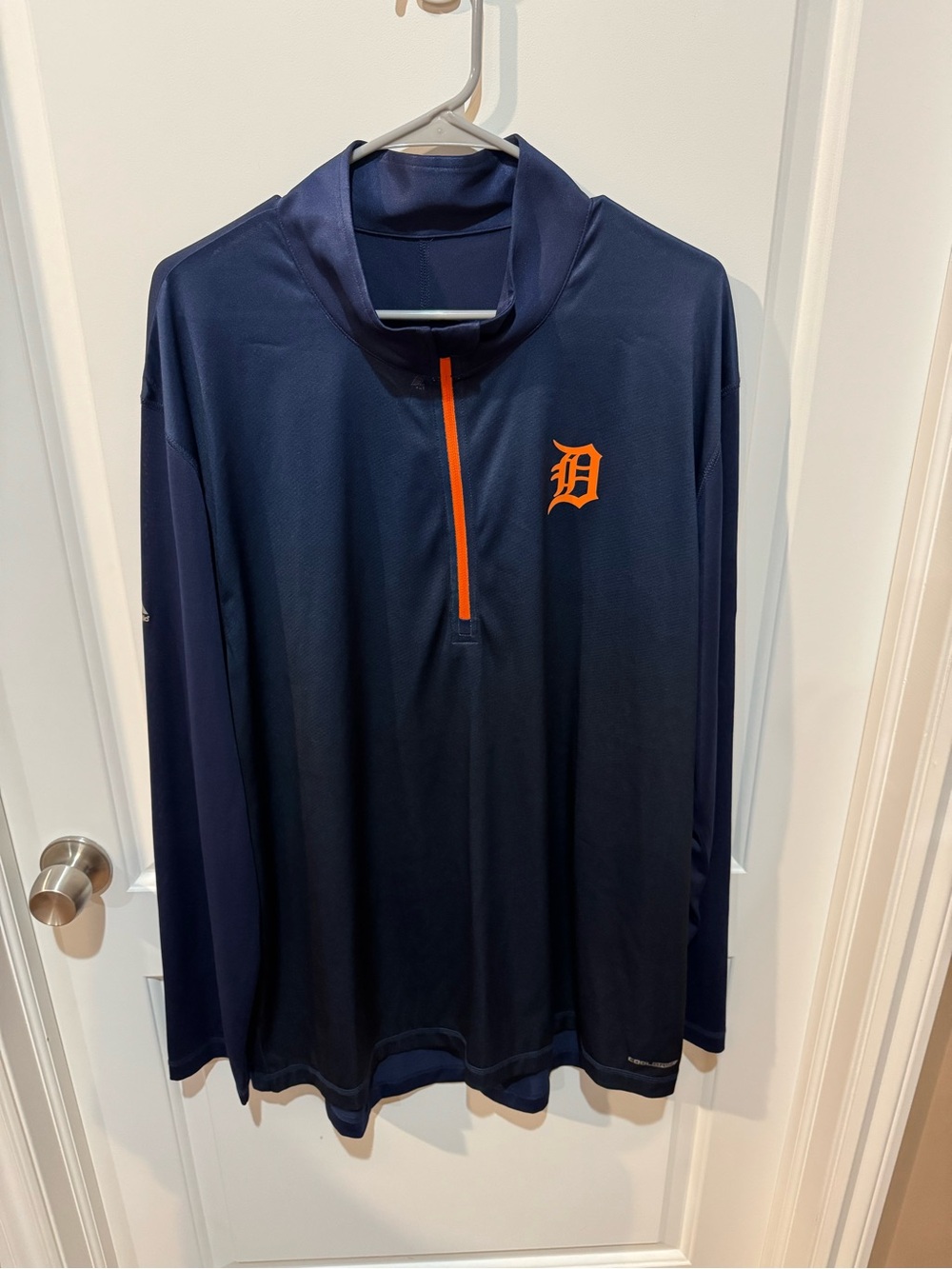 Majestic Navy Half-Zip Pullover with Orange Detailing
